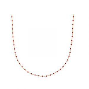 Collier plaqué or perles rouge