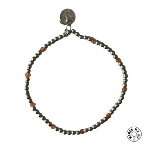 Bracelet perles 2 mm en argent ou plaqué or et new jade saumon
