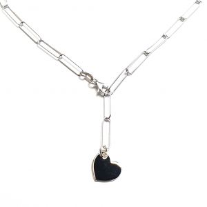 Collier coeur cravate maillons rectangles