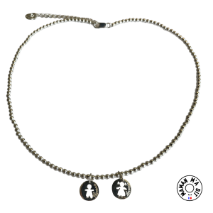 Collier perles en argent ou plaqué or  1 à 4  médailles filles ou garçons