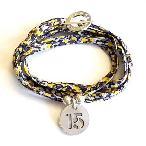 Bracelet Liberty pendentif numéro ou lettre au choix  15 mm