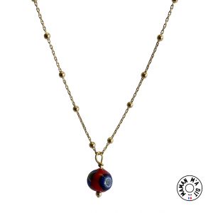 Collier perle de Murano plaque or