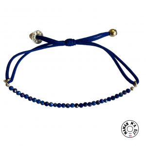 Bracelet perles 2 mm en argent ou plaqué or lapis lazuli