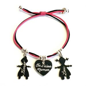 Bracelet coeur 2 personnages 25 mm finition comprise