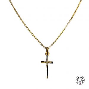 Collier croix sur chaine en plaqué or