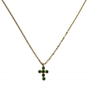 Collier croix strass verte blanche ou rose