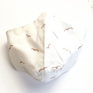 Masque barrière blanc oiseaux en tissu lavable