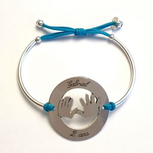 Bracelet rond bombé 34 mm dessin mains d'enfants