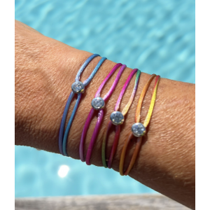 Bracelet zirconium 6 mm cordon multicolore licorne