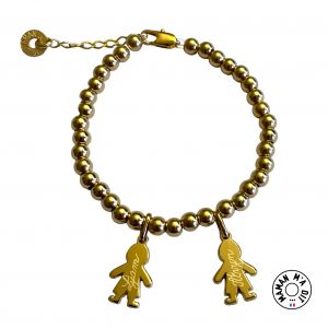 Bracelet perles 5 mm 1 à 6 personnages en argent ou plaqué or