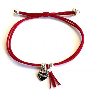 Bracelet cadenas coeur pompon fils