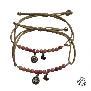 Duo bracelets perles rhodonite et 2 minis au choix