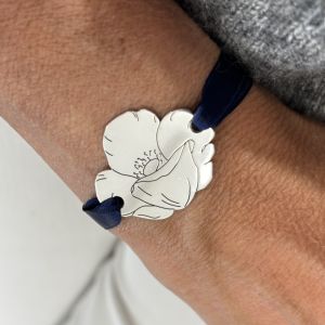 Bracelet fleur de naissance 30 mm  coquelicot
