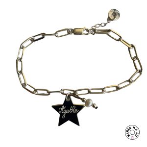 Bracelet grosse maille rectangle étoile 19mm