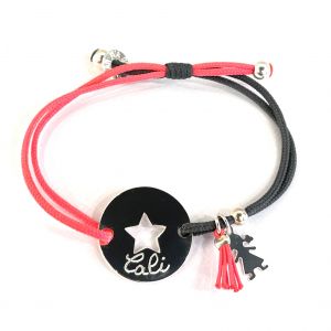 Bracelet  médaille étoile sur mesure, 1 mini 1 pompon finition comprise