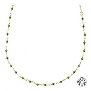 Collier rosary en plaqué or émeraudes naturelles