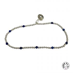 Bracelet perles 2 mm en argent et lapis lazuli