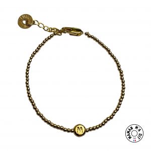 Bracelet perles 2 mm en plaqué or lettre au choix