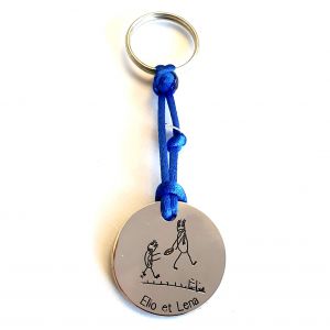 Porte clé médaille sur mesure 30 mm dessin d'enfant