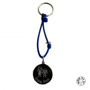 Porte clés médaille ronde 24 mm famille gravée