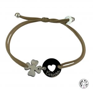 Bracelet trèfle en nacre et coeur