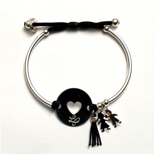 Bracelet demi jonc coeur   1 a 4 minis medailles