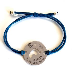 Bracelet medaille de naissance pied bébé 24 mm