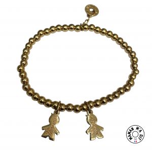 Bracelet perles 1 à 6 petits personnages en argent ou plaqué or