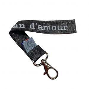 Porte clé brodé Maman d'amour noir pailleté