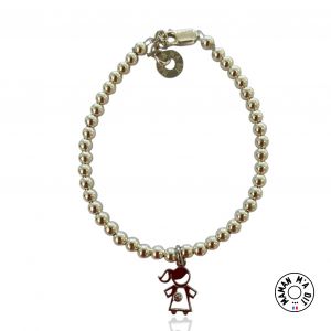 Bracelet boules 1 à 6 personnages 1 strass en argent ou plaqué or