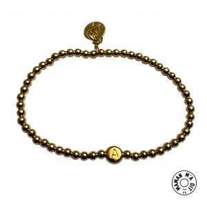 Bracelet perles 3 mm en plaqué or lettre au choix