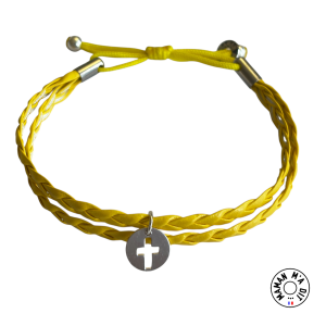 Bracelet simili cuir croix 10 mm