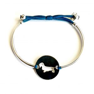 Bracelet  jeton 20 mm chien teckel finition comprise