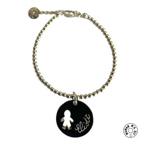 Bracelet perles 2 mm en argent medaille fille ou garcon