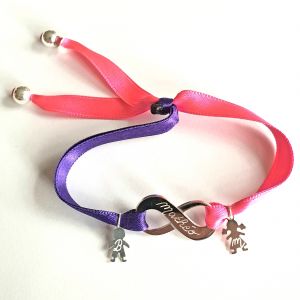 Bracelet infini ruban 2 mini médailles