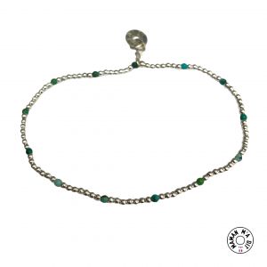 Bracelet perles 2 mm en argent ou plaqué or et turquoises