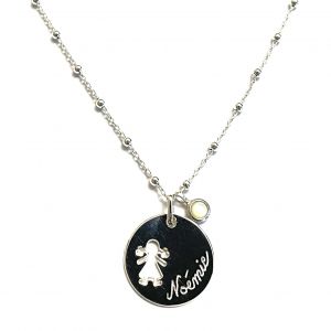 Collier médaille fille ou garçon pierre de naissance 5 mm