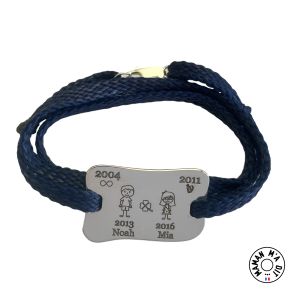 Bracelet gros galet 22x35 mm dessin famille