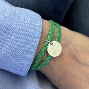 Bracelet simili cuir couleur au choix médaille 15mm