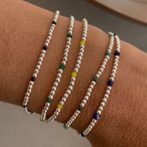 3 Bracelets perles 2 mm en argent et perles au choix - Copie