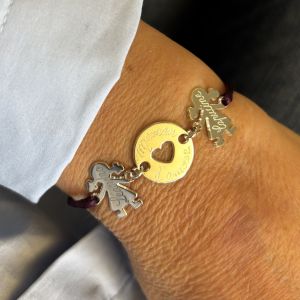 Bracelet  2 personnages et 1 coeur 15 mm