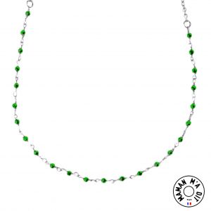 Collier rosary en argent émeraudes naturelles