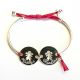 Bracelet demi jonc 2 personnages ronds 20 mm pompon