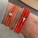 Bracelet croix perles cristal tons orange