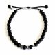 Bracelet surfeur perles agate noire mat et cube