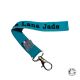 Porte clé brodé turquoise broderie marine