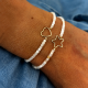 Bracelet coeur et perles pierre de lune