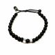 Bracelet surfeur perles agate noire mat et cube