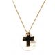 Collier croix sur nacre naturelle ivoire